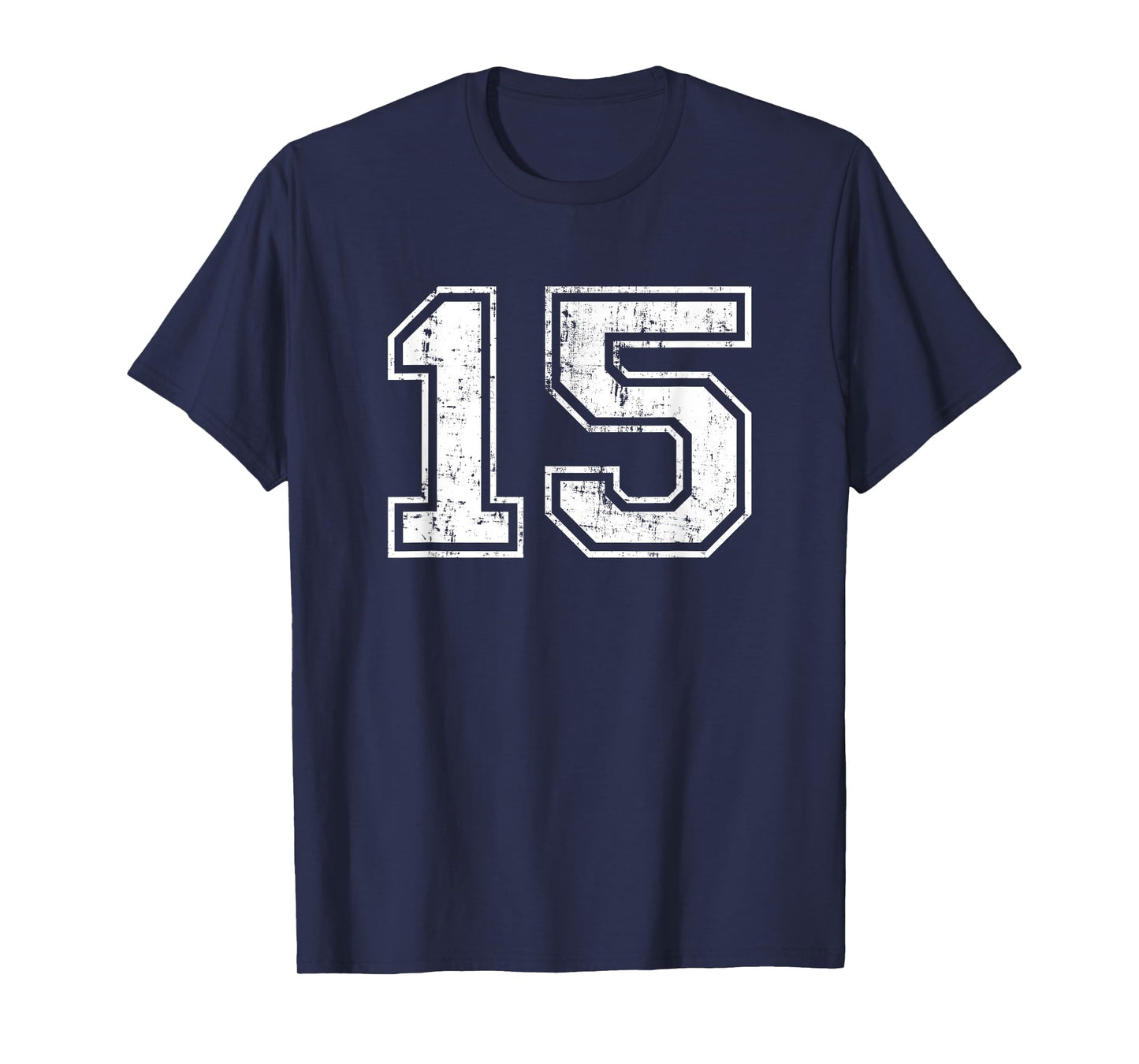 Number 15 Fifteen Distressed Vintage Sport Team Gym Training T-Shirt
