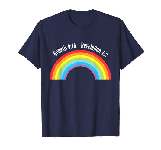 Rainbow Genesis 9-13 Revelation 4-3 Bible Christian Lover T-Shirt