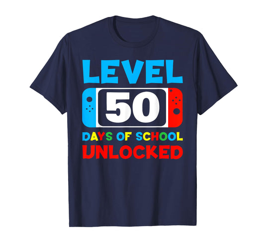 50th Day Of School Level 50 Days Of School Unlocked Gamer T-Shirt