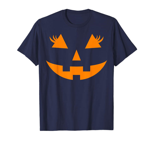 Jack O Lantern Face Pumpkin Halloween Costume Women Funny T-Shirt