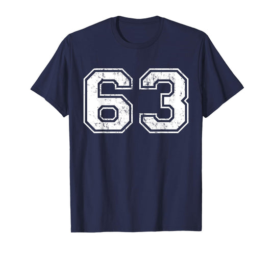 Number 63 Distressed Vintage Sixty Three Sport Team Practice T-Shirt