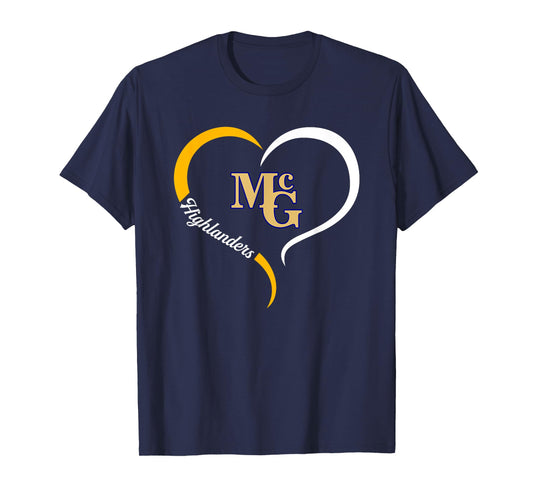 Mcguffey Highlanders Logo Half Heart Slogan HS T-Shirt