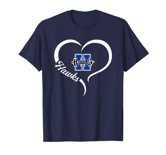 Hillsboro Hawks Logo Half Heart Slogan HS T-Shirt