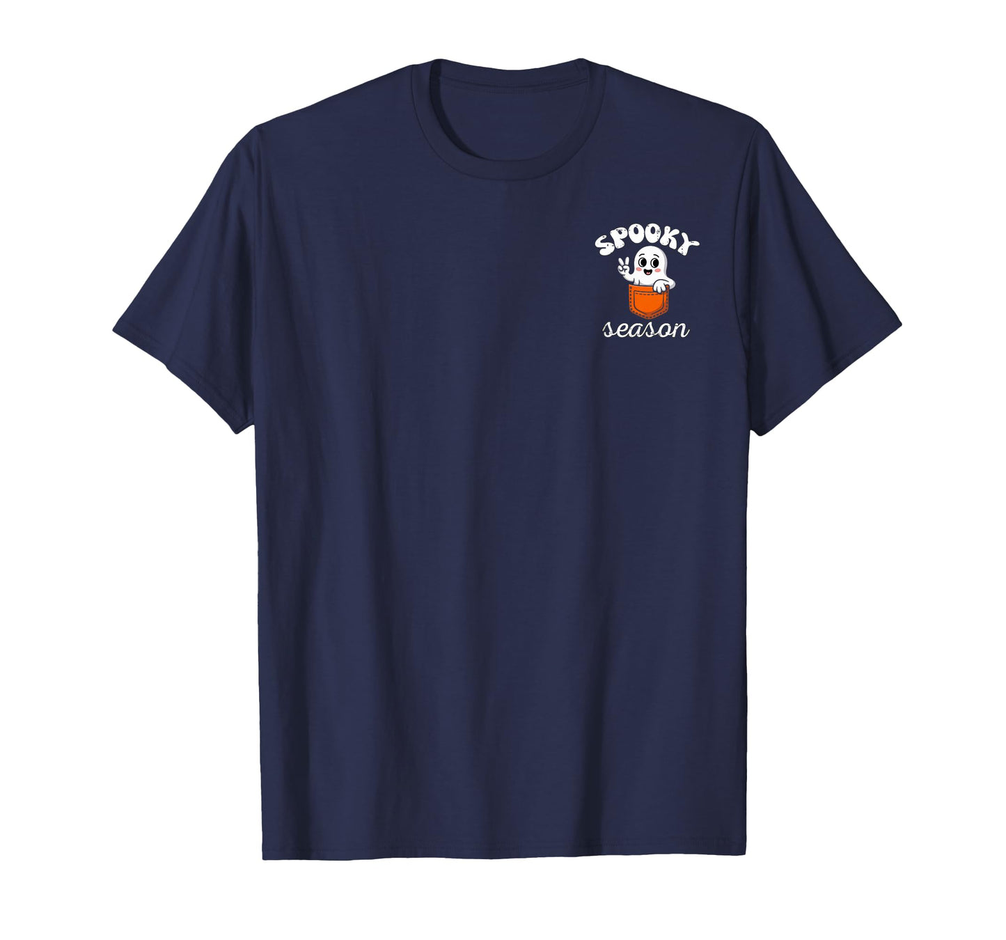 Halloween Ghost Spooky Season Costume Pocket Men Women Kids T-Shirt