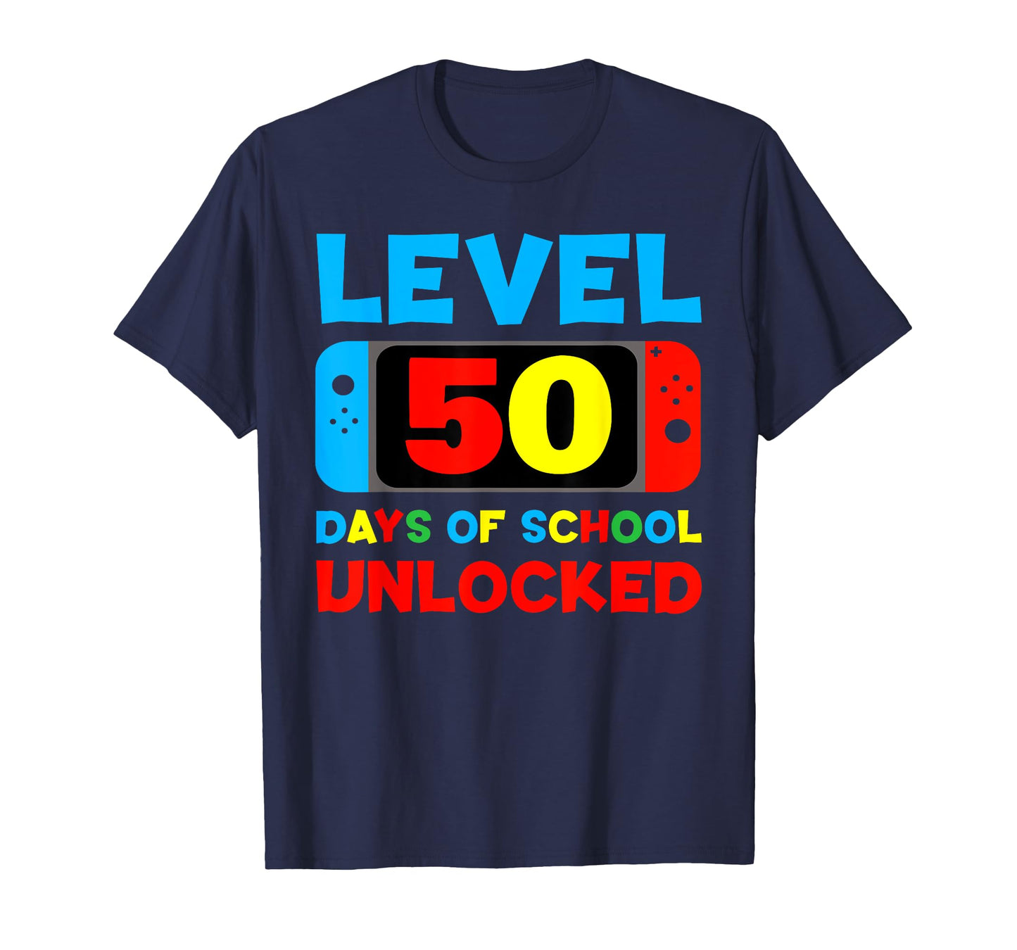 Level 50 Days Of School Unlocked 50th Day Of School Gamer T-Shirt