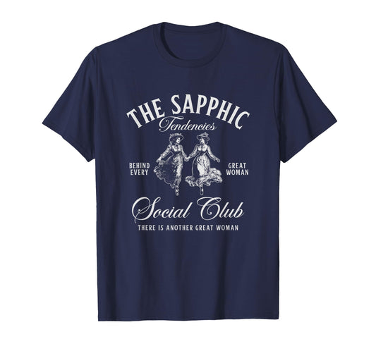 The Sapphic Tendencies Social Club Funny Lesbian Queer Pride T-Shirt