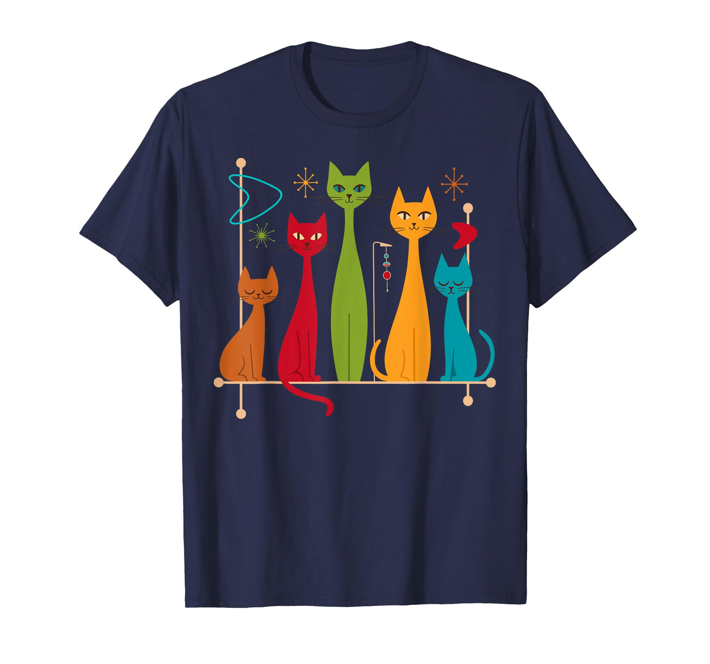 Retro Mid-Century Modern Cats 50s 60s Style T-Shirt