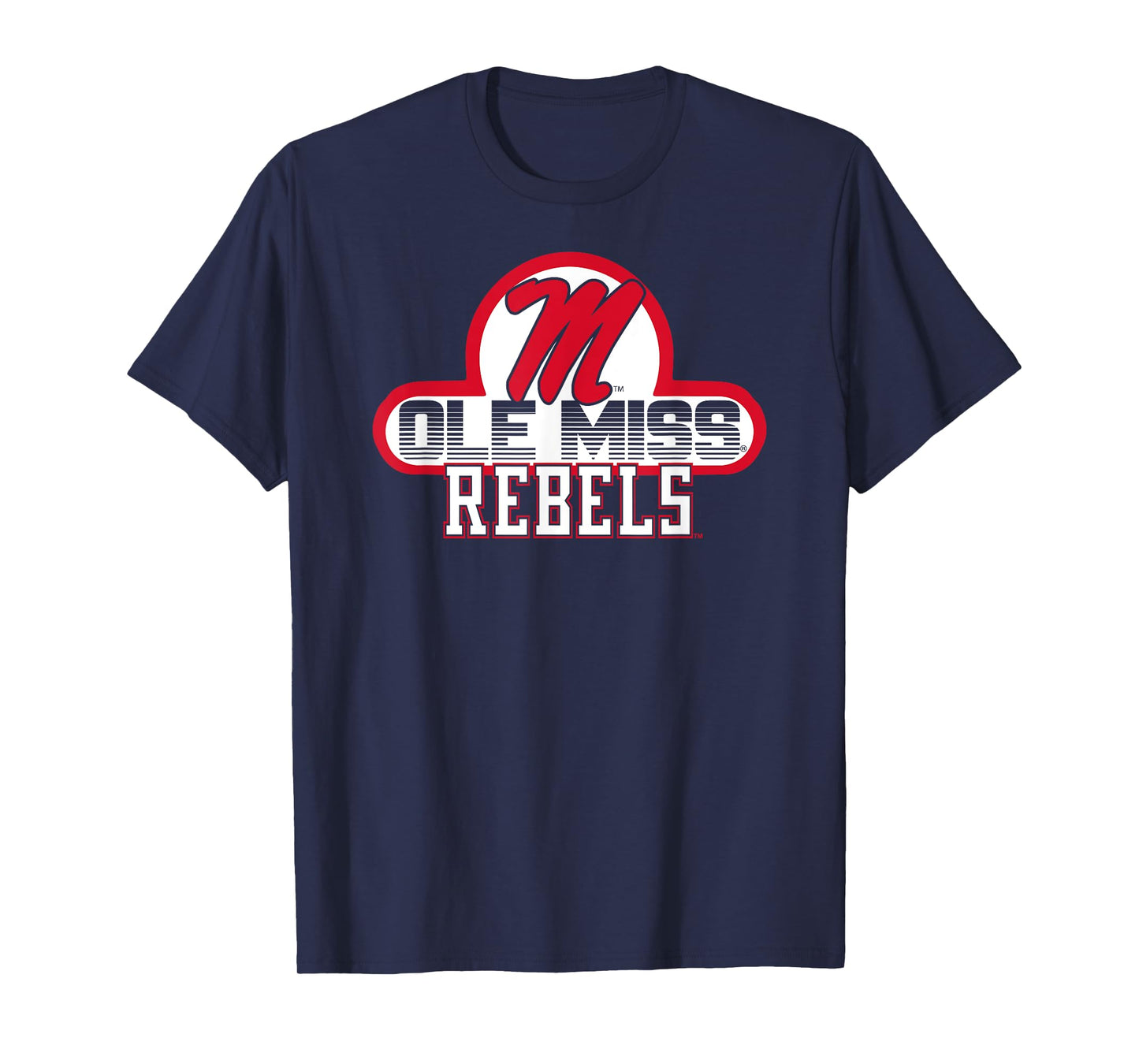 Elite Authentics Unisex-Adults and Kids Blue Small Mississippi Ole Miss Rebels College Sports Modern Letter Print Short Sleeve T-Shirt