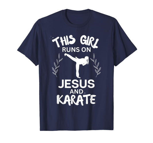 This Girl Runs On Jesus And Karate Christian Karate Lover T-Shirt