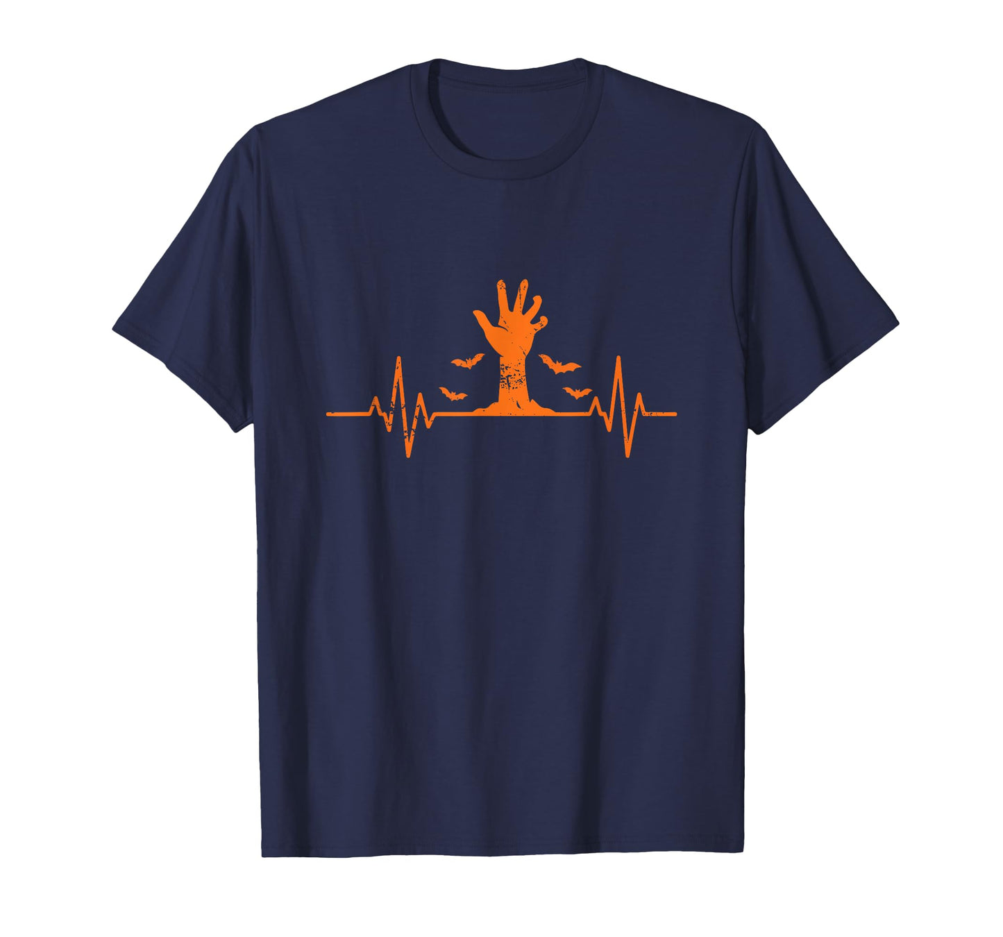 Zombie Hand Heartbeat EKG Line Halloween T-Shirt