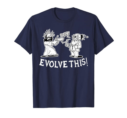 Vintage Evolve This Jesus And Darwin T-Shirt, Small, Black