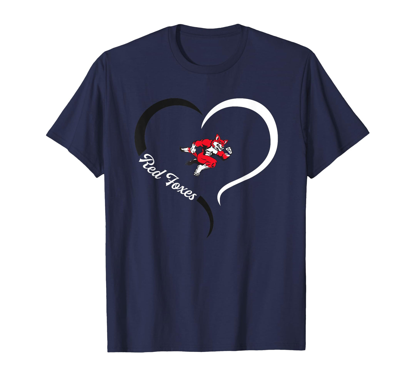 Hartsville Red Foxes Logo Half Heart Slogan HS T-Shirt