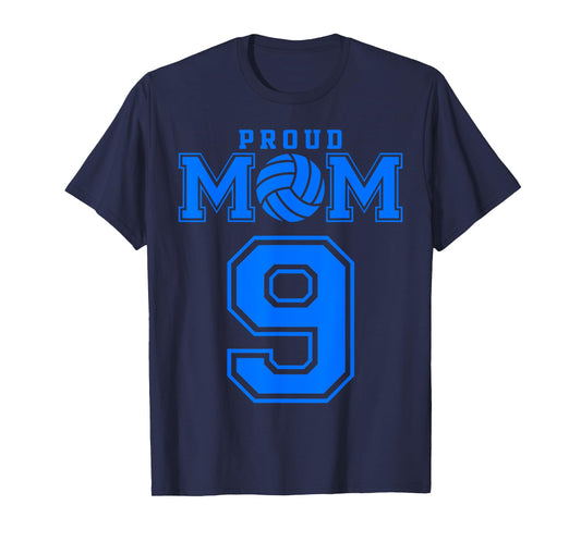 Proud Volleyball Mom Number 9 B T-Shirt