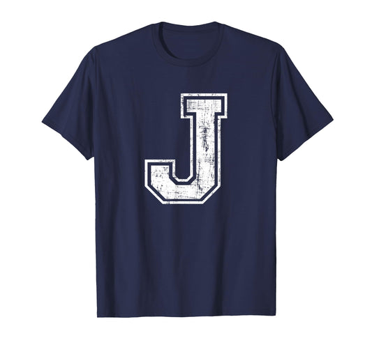 Letter J Uppercase Alphabet Initial School College Varsity T-Shirt