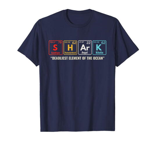 Shark Periodic Table Elements Week Retro Shark Lovers 2025 T-Shirt
