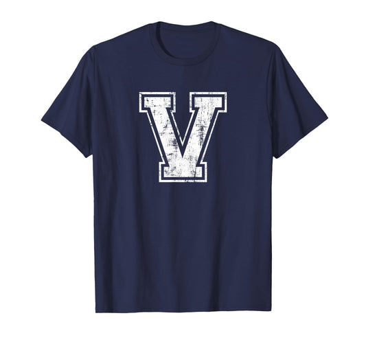 Letter V Uppercase Alphabet Initial School College Varsity T-Shirt