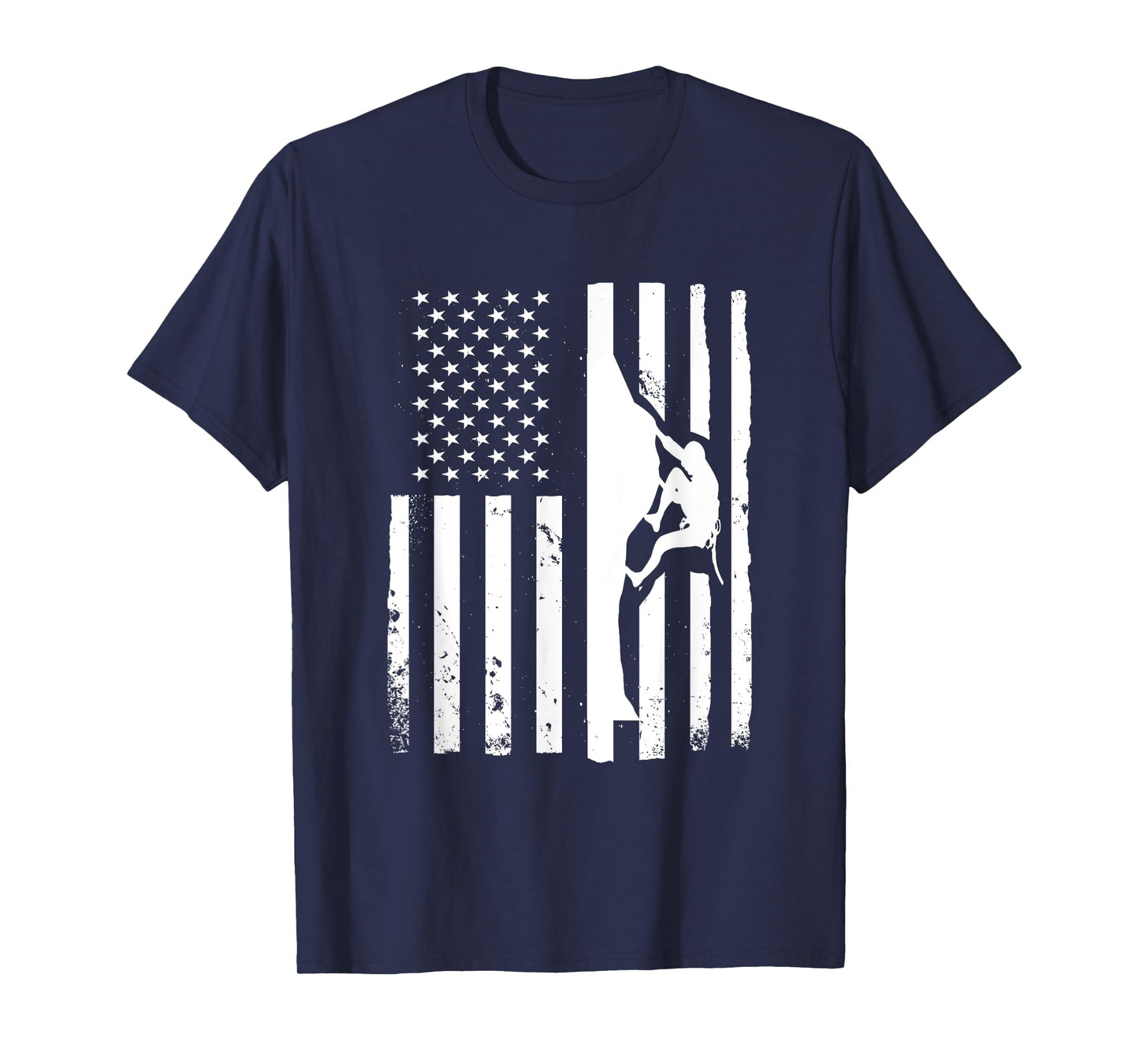 USA Flag Graphic Rock Climber Bouldering Mountaineering T-Shirt