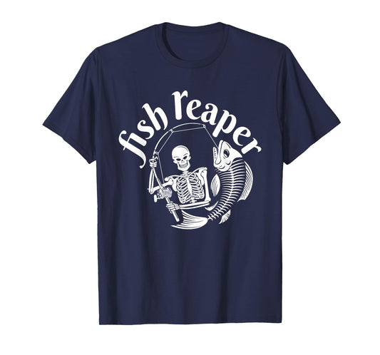 Fish Reaper Funny Skeleton Fisherman Halloween Angler T-Shirt