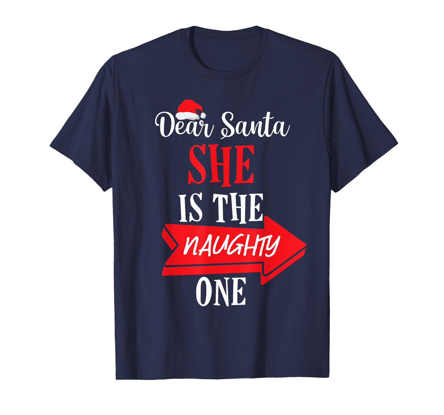She is The Naughty One Christmas Matching Couple Boyfriend T-Shirt