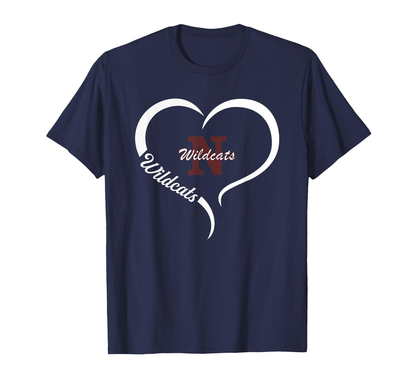 Newark Wildcats Logo Half Heart Slogan HS T-Shirt