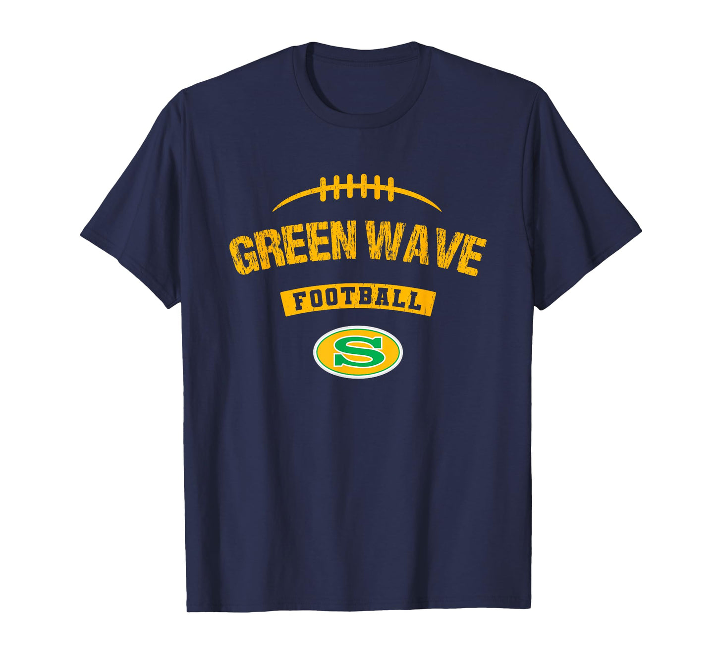 Summerville Green Wave Logo Football Distressed HS T-Shirt
