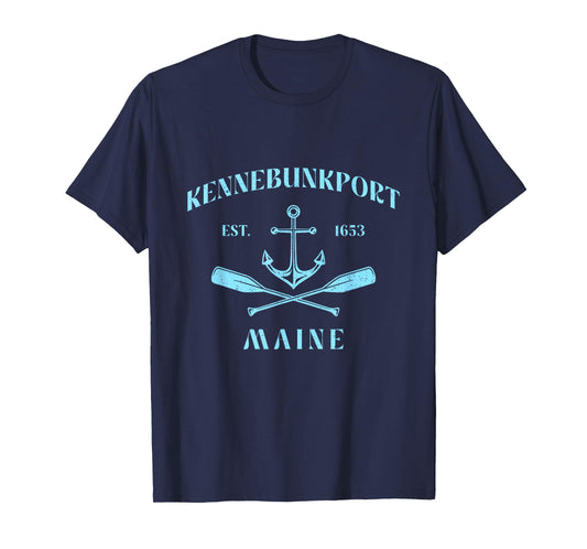 Vintage Nautical Boat Anchor & Crossed Oars Kennebunkport T-Shirt