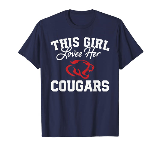 Crosby Cougars Logo This Girl Loves Her HS T-Shirt