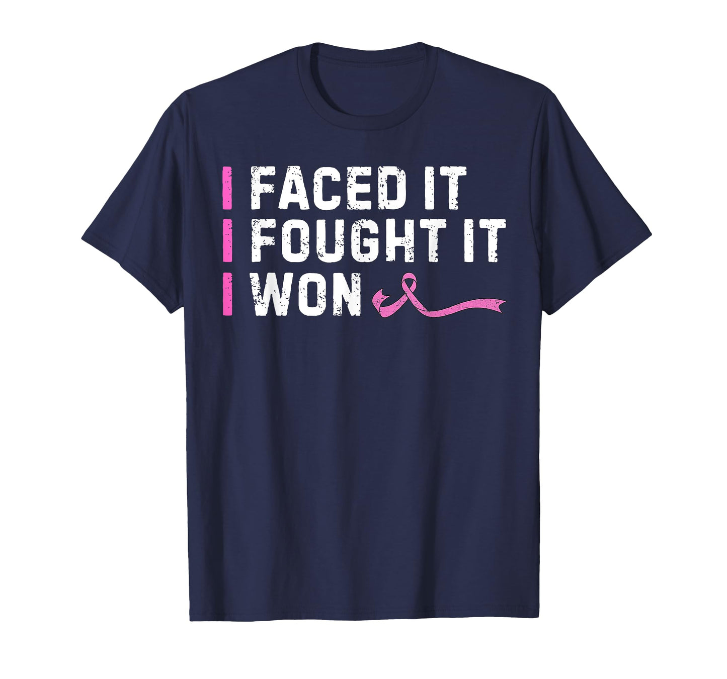I Faced it I Fought it I Won Vintage Breast Cancer Awareness T-Shirt