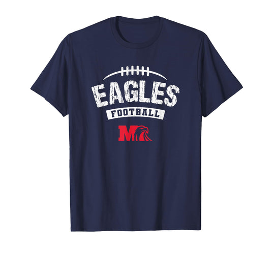Milford Eagles Logo Football Distressed HS T-Shirt