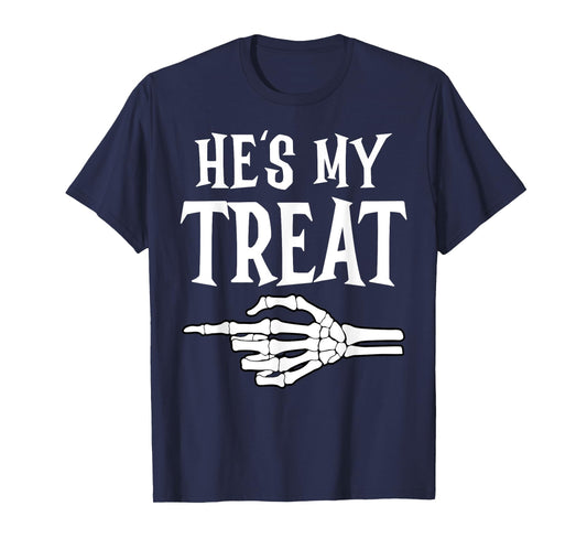 He's My Trick Matching Couple Skeleton Halloween Costume T-Shirt