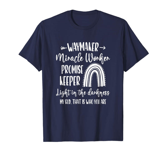 Kids Waymaker Miracle Worker Rainbow Christian T-Shirt