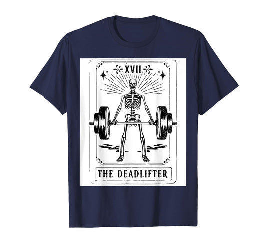 Deadlift Skeleton Tarot Card Fitness Workout Gym Weights T-Shirt