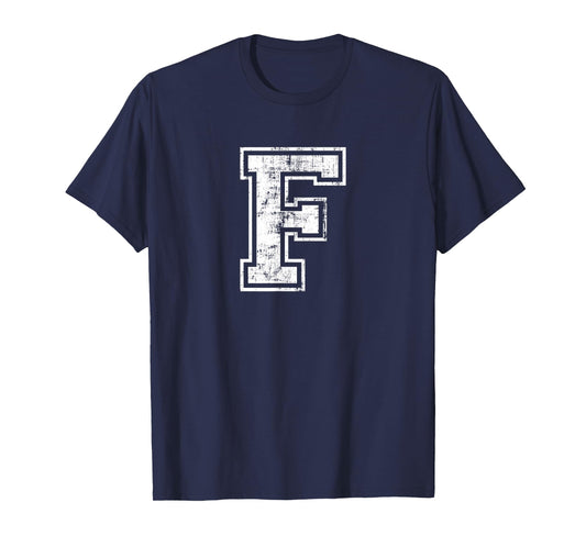Letter F Uppercase Alphabet Initial School College Varsity T-Shirt