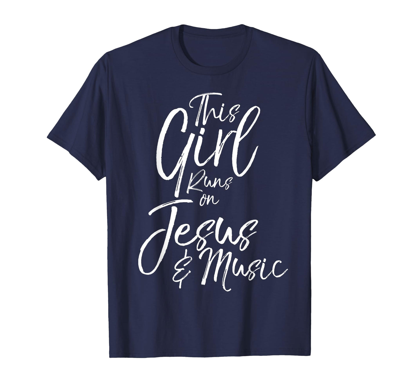 Christian Gift for Women This Girl Runs on Jesus & Music T-Shirt