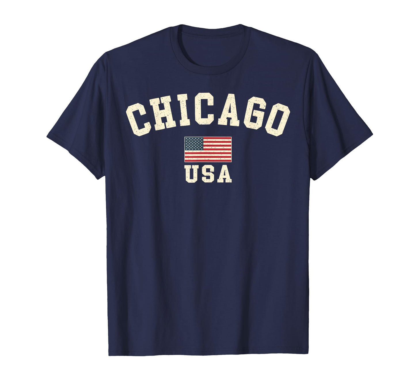 Vintage Chicago USA American Flag Illinois Souvenir Retro T-Shirt