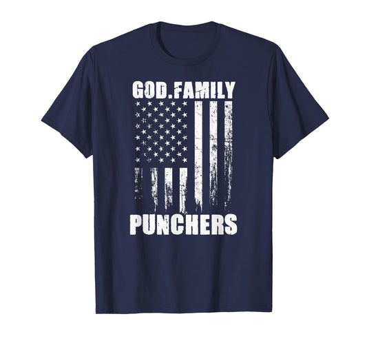 Mason Punchers God. Family. Vintage USA Flag T-Shirt