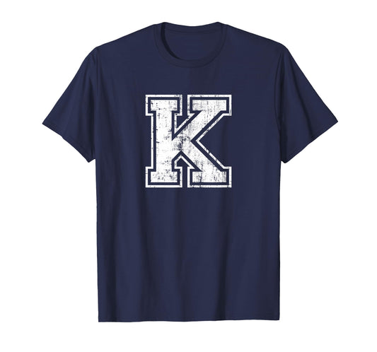 Letter K Uppercase Alphabet Initial School College Varsity T-Shirt