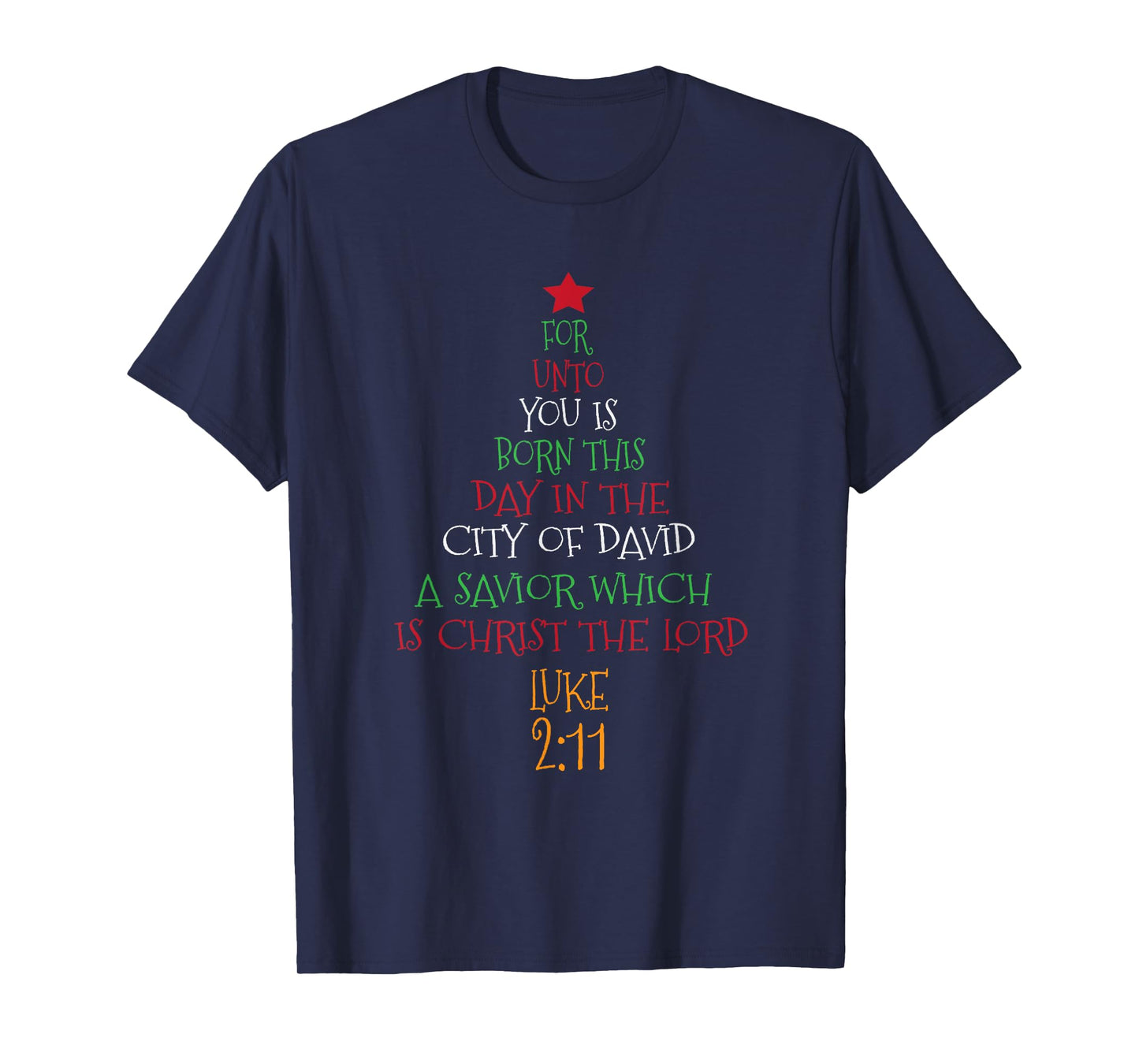 Unto You A Savior Is Born Cute Christian Christmas Tree T-Shirt