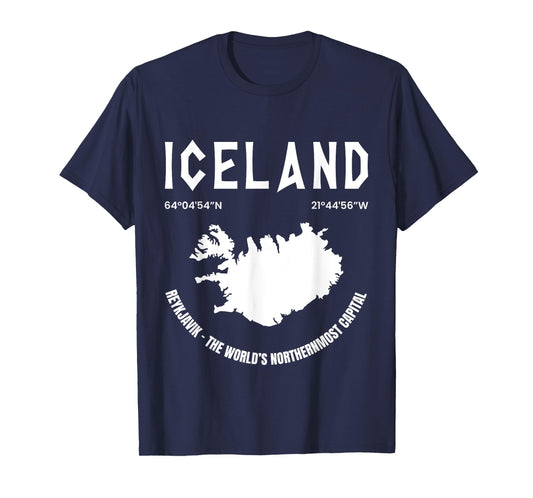 Iceland Map Gift Reykjavík Iceland Lover Icelandic Vacation T-Shirt