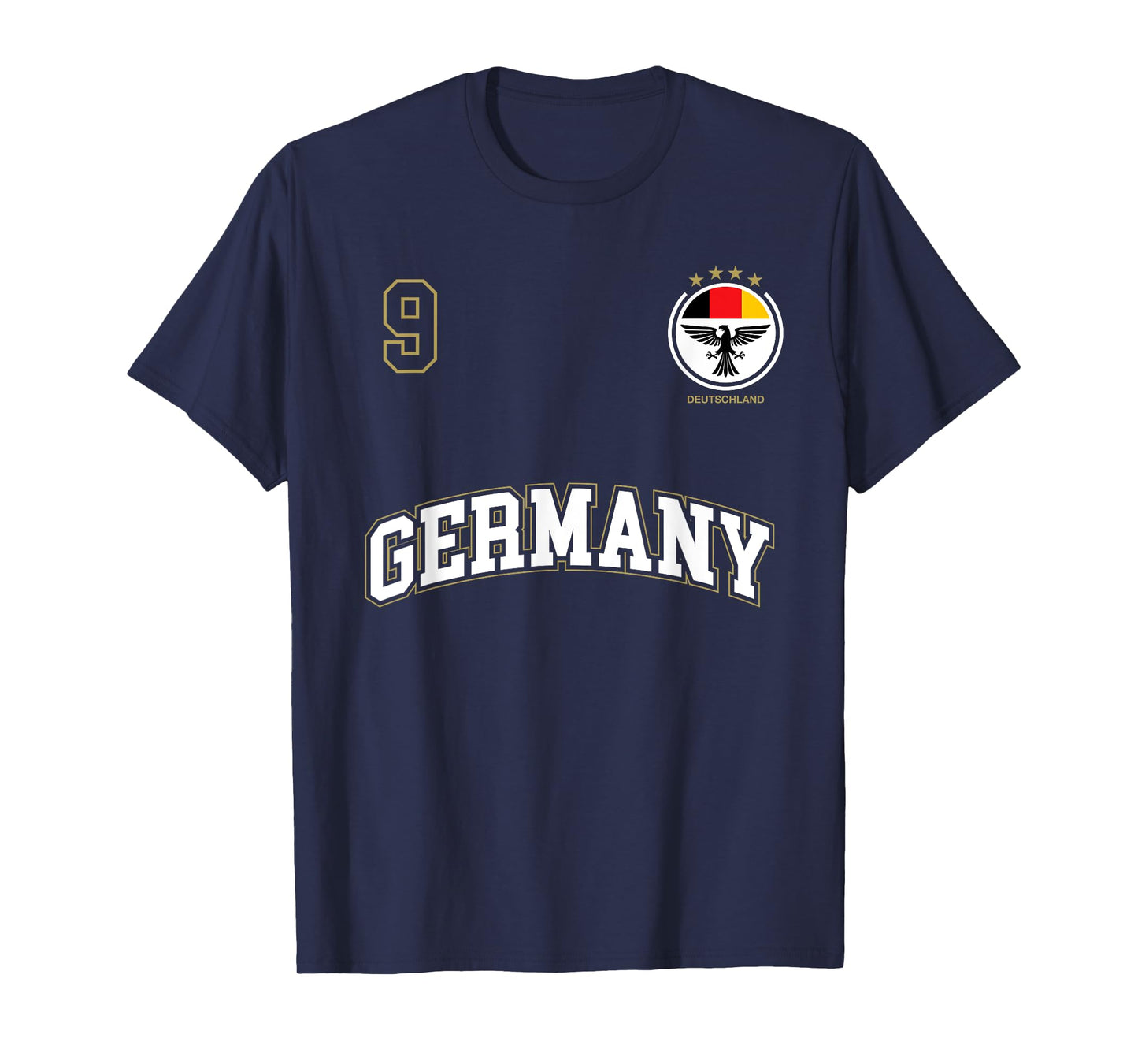 Germany Soccer Uniform Shirt No. 9 Sports Team German Flag T-Shirt