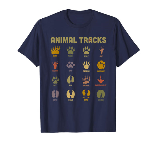 Children's Kids Wild Animal Tracks Childrens Learning Design T-Shirt