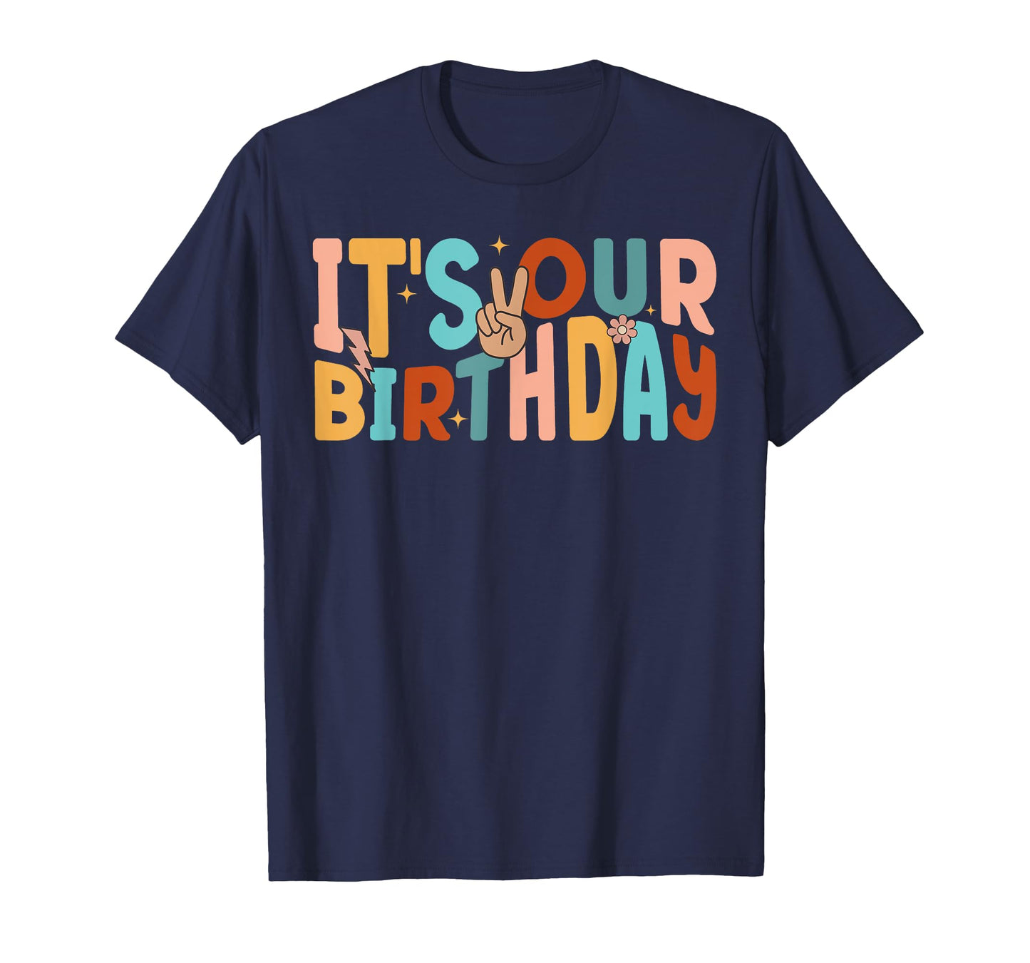 It's Our Birthday Twins Matching Girl's Women's Groovy Retro T-Shirt