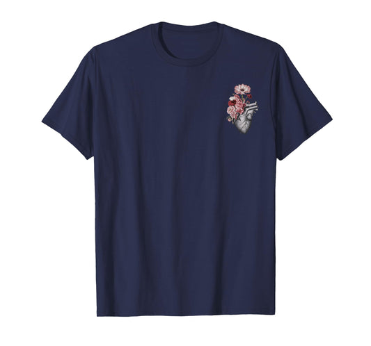 Vintage Anatomical Heart and Flowers T-Shirt