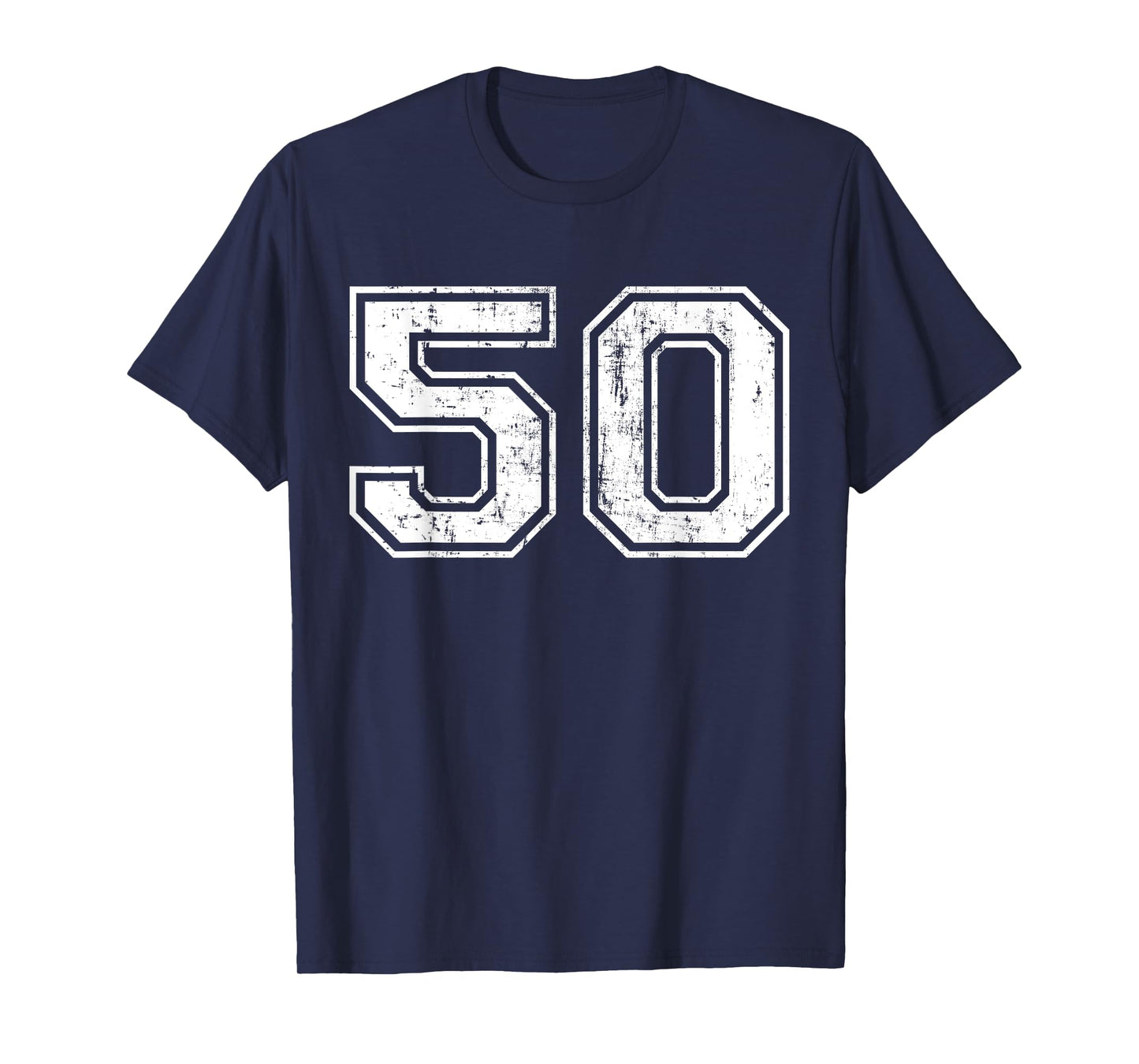 Number 50 Distressed Vintage Fifty Sports Training Practice T-Shirt