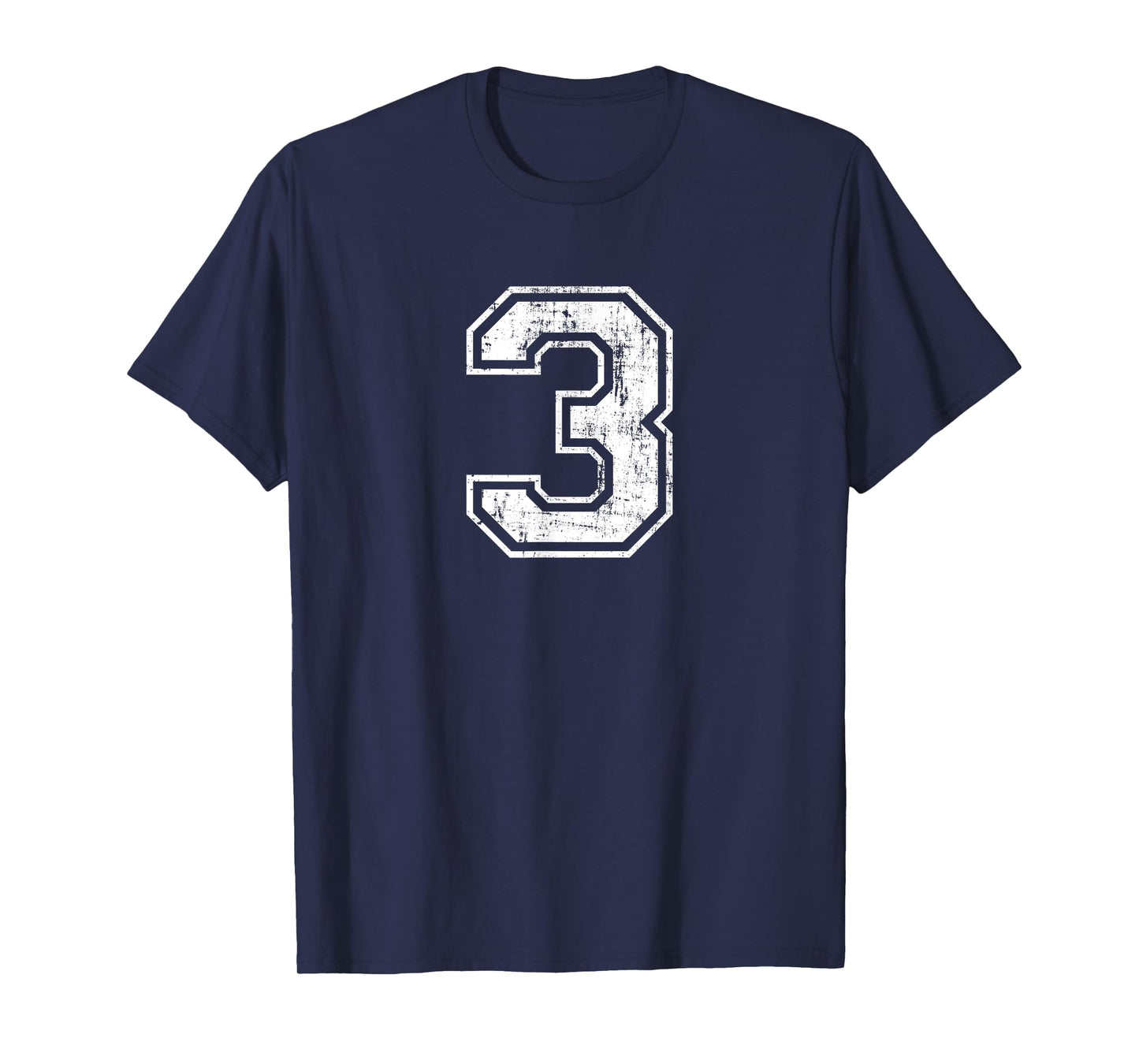 Number 3 Three Distressed Vintage Sports Training Practice T-Shirt