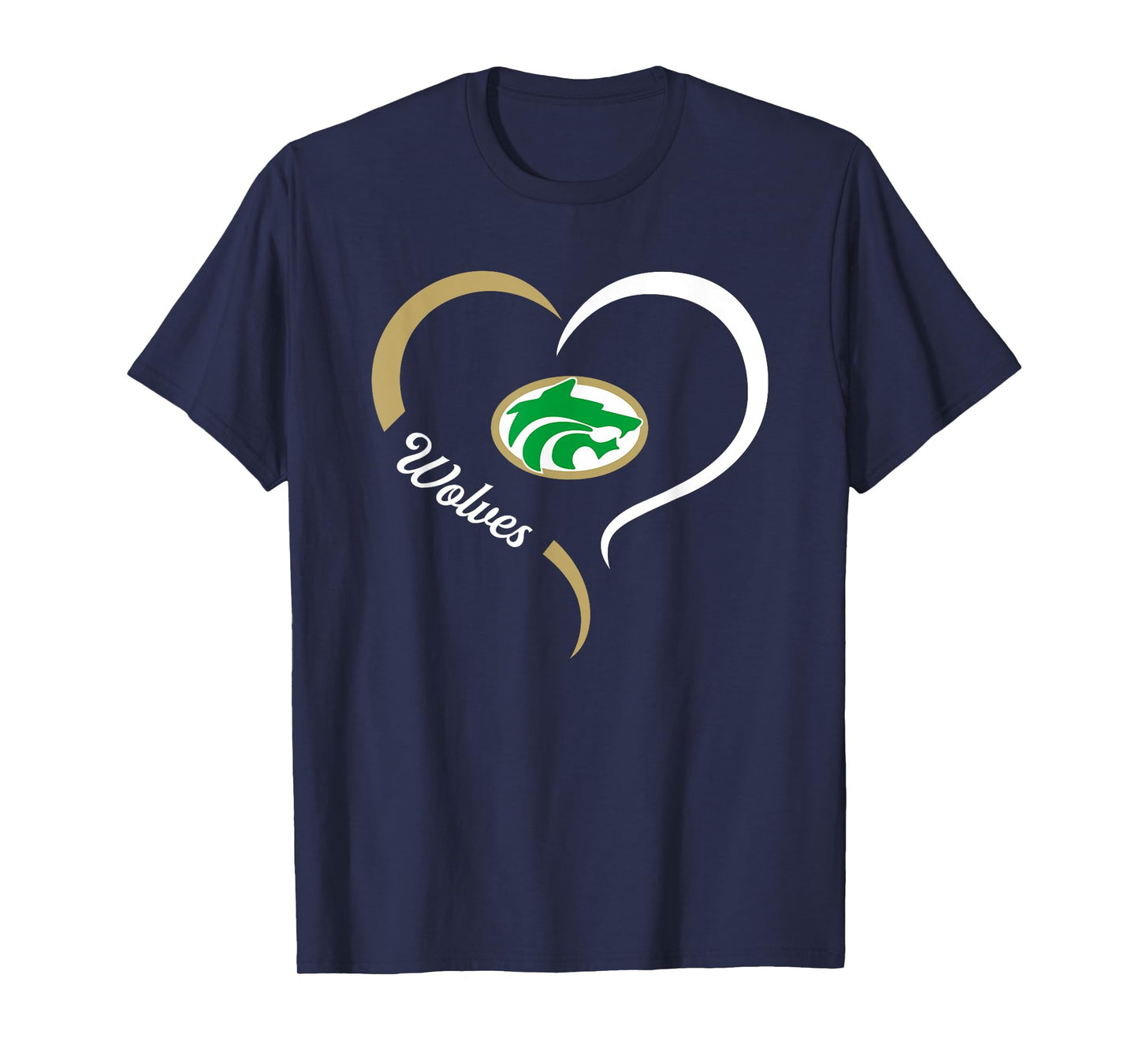 Buford Wolves Logo Half Heart Slogan HS T-Shirt