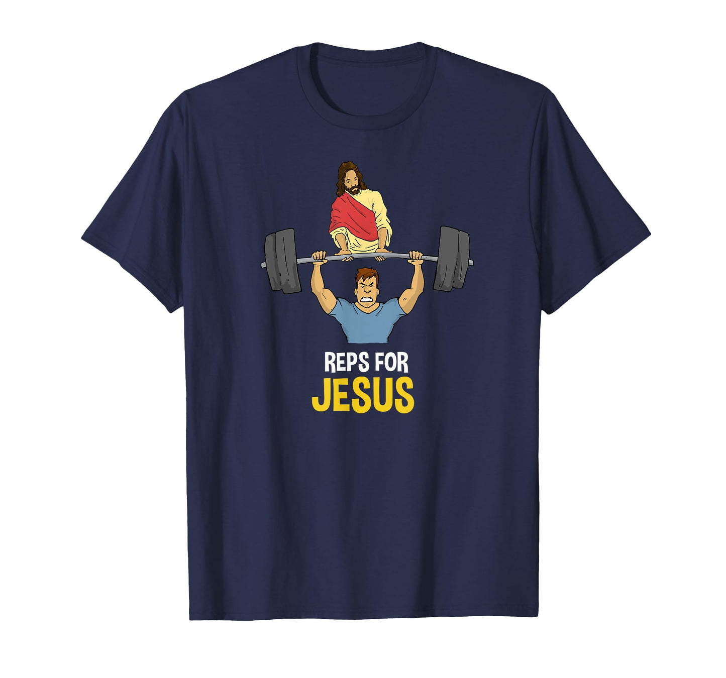 Clever Sloth: Reps For Jesus Weightlifting Gym Workout Tee T-Shirt