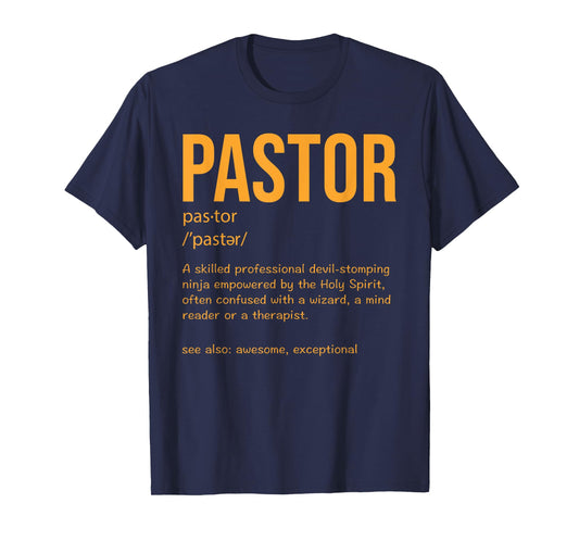 Funny Pastor Definition Gift Christian Preachers Men Women T-Shirt