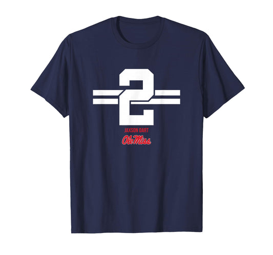 Ole Miss Football: Jaxson Dart 2 Stripe T-Shirt