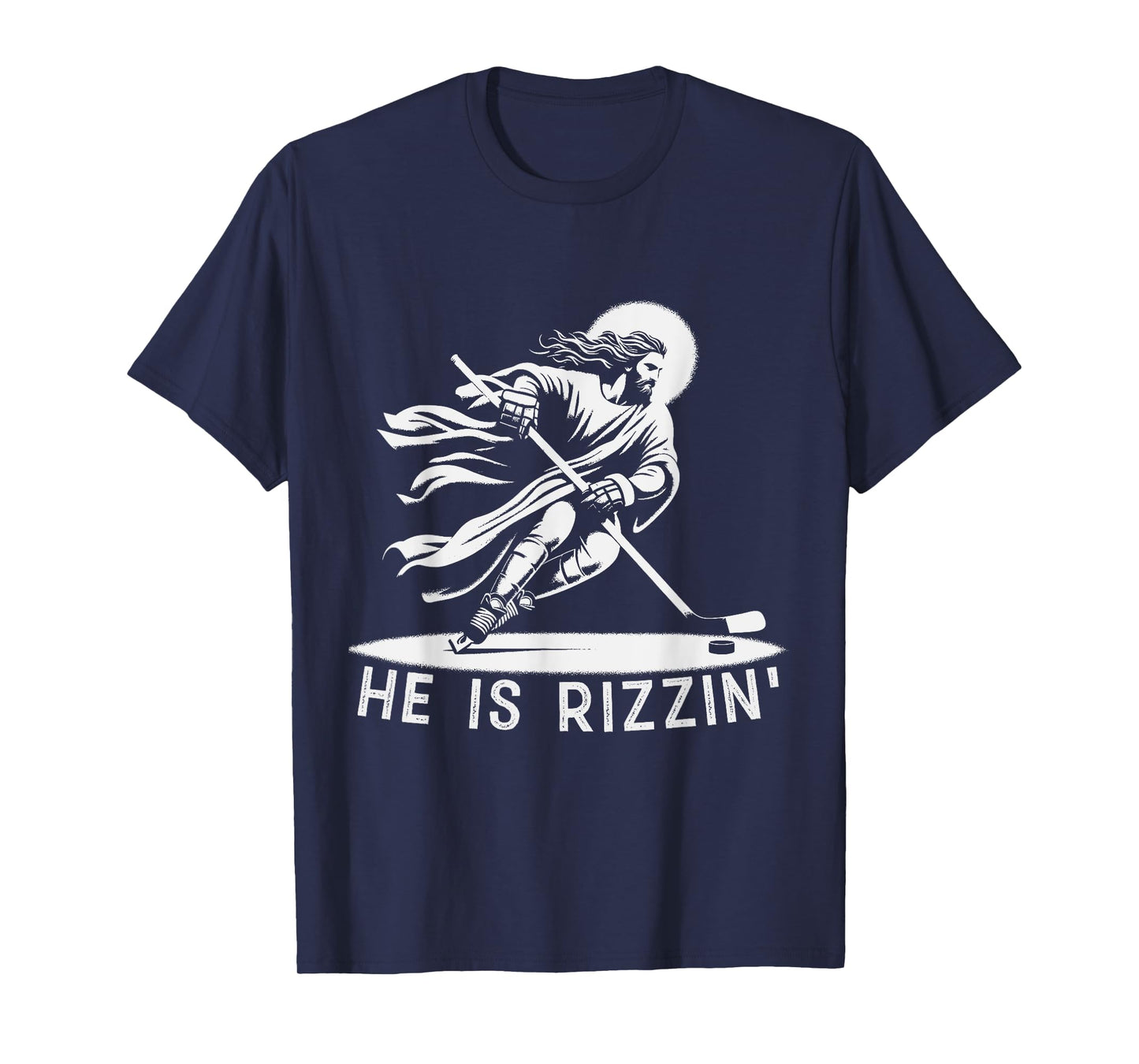 He Is Rizzin Jesus Meme Religious Christian Ice Hockey Lover T-Shirt
